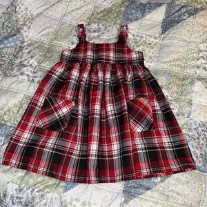 Bonnie Jean Toddler Girls Size 3T Red Black Plaid Christmas Jumper Dress